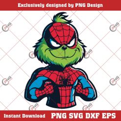 Grinch Spiderman SVG PNG, Superhero Christmas SVG PNG