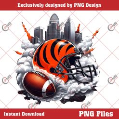 Cincinnati Bengals NFL Helmet PNG, NFL Fan Clipart PNG