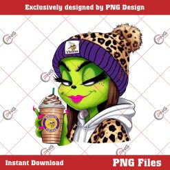 Minnesota Vikings Boujee Girl Grinch PNG, NFL Football Christmas PNG, Boujee Girl Grinch Sport PNG